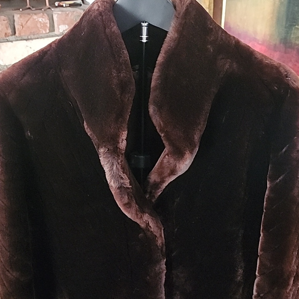 Vintage Pellicceria Canali Milano Dark Brown Mouton Lamb Fur Coat Italy - Picture 3 of 14